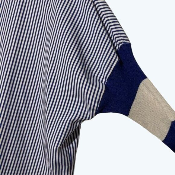 Chiara Cocol Women’s Striped Mixed Media Cardigan XS Navy, White & Orange - Picture 5 of 13